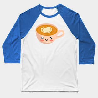 Cute Kawaii Heart Coffee Baseball T-Shirt